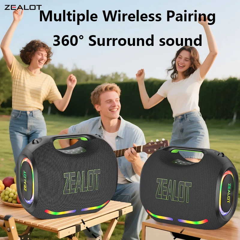 ZEALOT ZE21 Altoparlante Bluetooth portatile da 250 W Altoparlante Bluetooth impermeabile 48000 mAh Subwoofer TWS wireless Suporrt USB/TF/AUX Luce RGB.