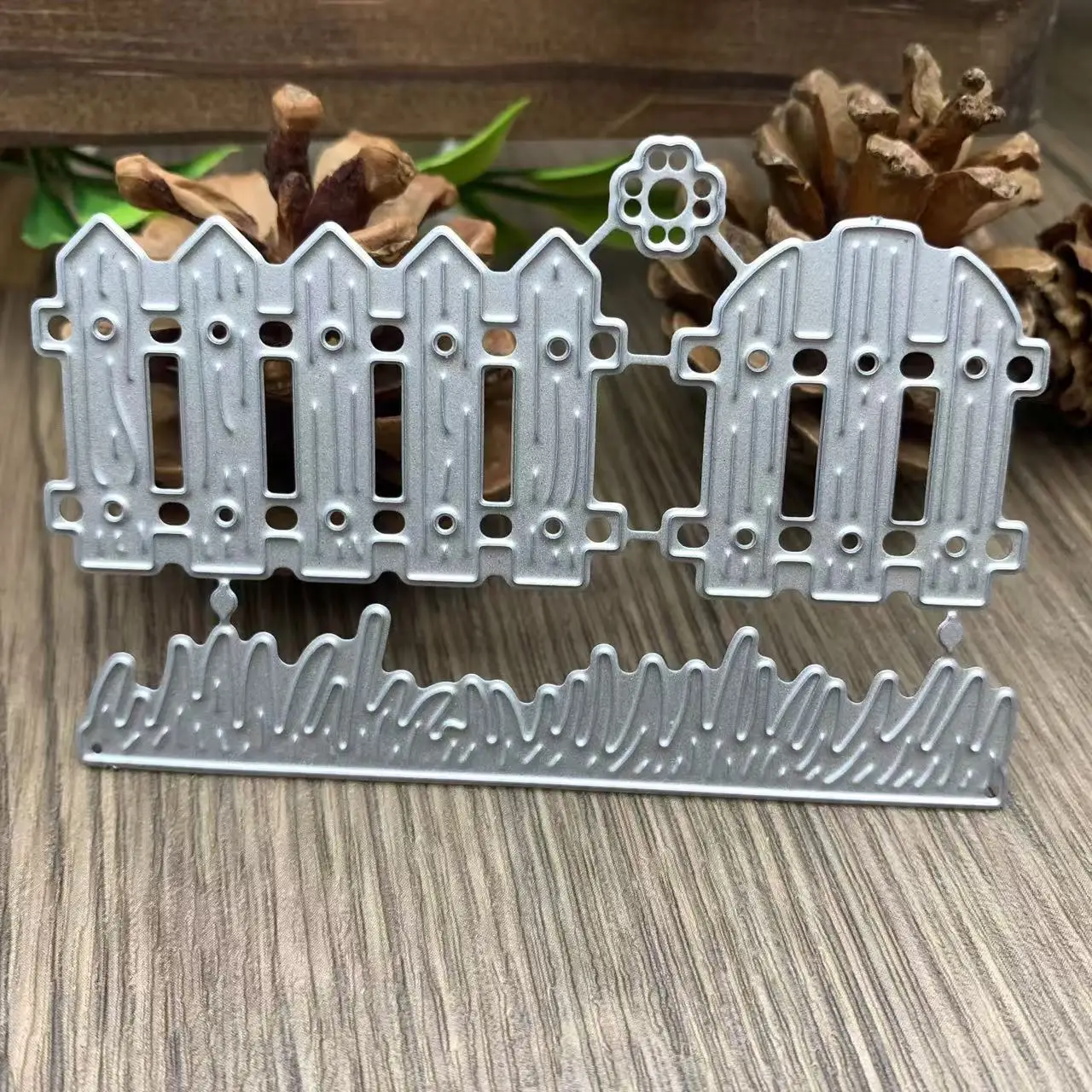 Pastoral Wooden Fence Grass Combo Metal Cutting Dies Garden Scene DIY Scrapbooking Card Carbon Steel Dies
