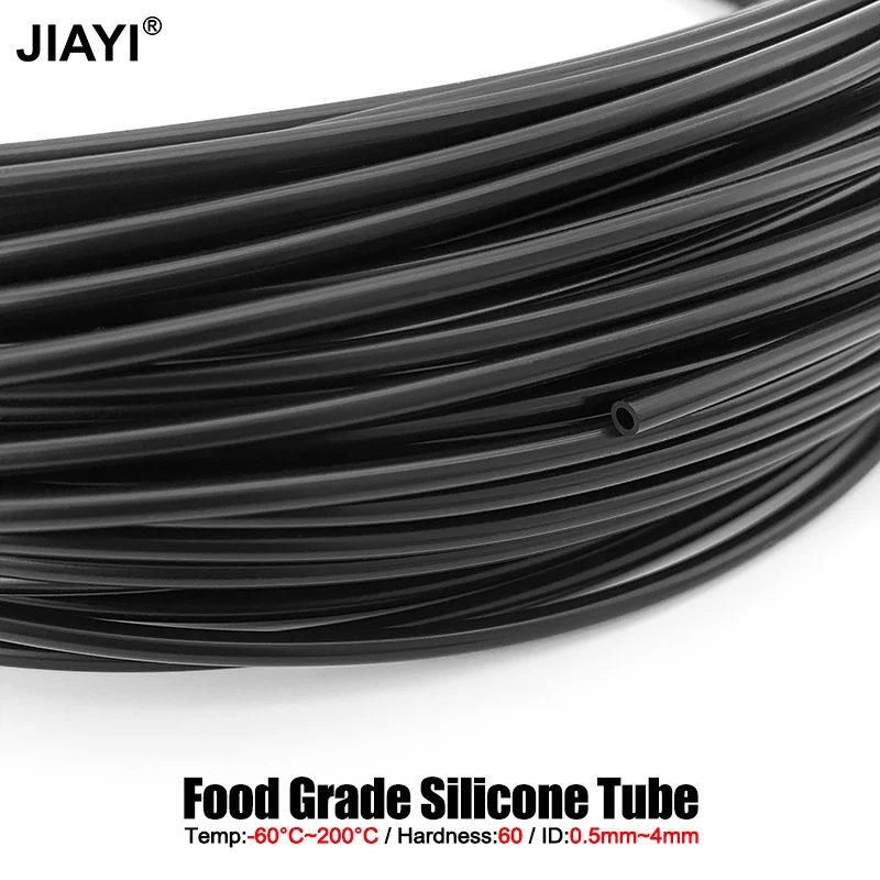 5M Food Grade Black Silicone Rubber Hose Small Capillary ID 0.5 0.6 0.7 0.8 0.9 1 2 3 4 5mm Flexible Nontoxic Silicone Tube