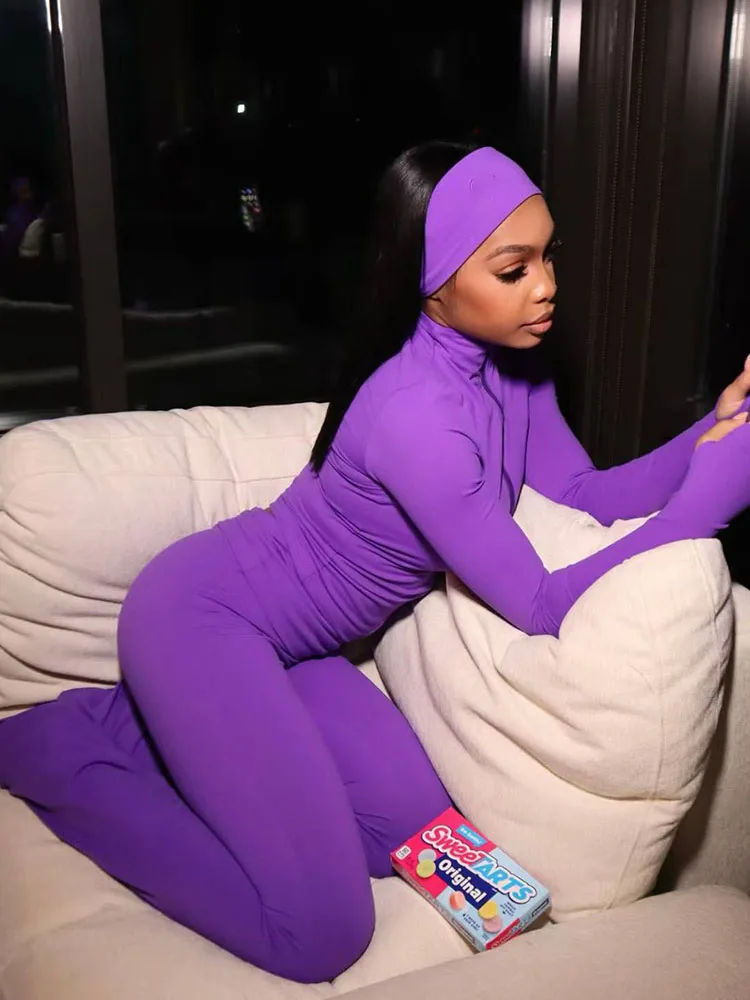 

Повседневный спортивный костюм Weird Puss, женский комплект из 3 предметов, спортивная эластичная укороченная куртка на молнии + леггинсы + повязка на голову, эластичная уличная одежда для фитнеса