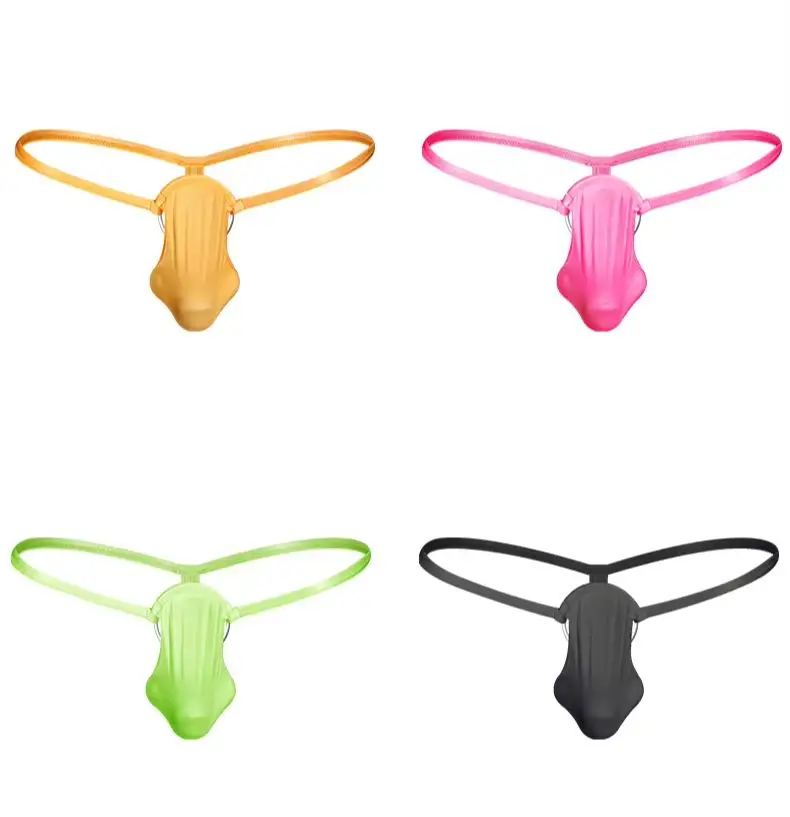 Unique Underwear Men's Thongs Fully Transparent T-Pants Ultra-Thin Ice Silk Men's Fun Low Waisted Slim Fitting T-Pants