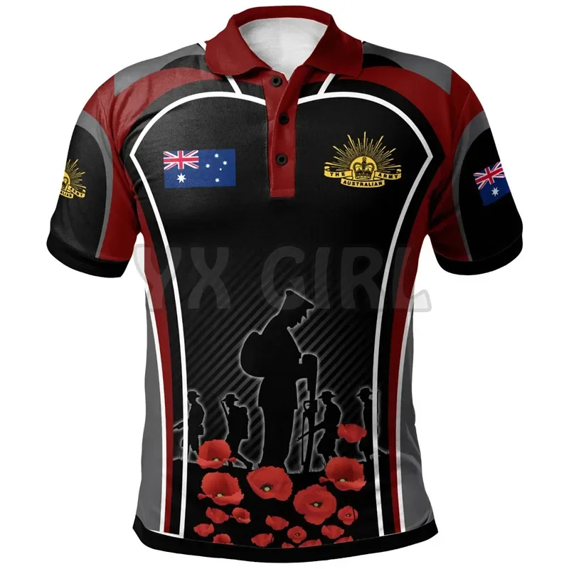 

2024 Summer shirts women for men Anzac Poppy Lest We Forget Poppy Flower Symbol 3D printed Short sleeve t shirts Tops camisas