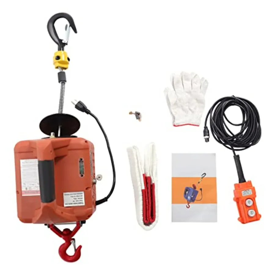

110V Portable Electric Hoist Winch Engine Crane Lifting W/Remote Control for Factories Warehouses Construction Building Goods L