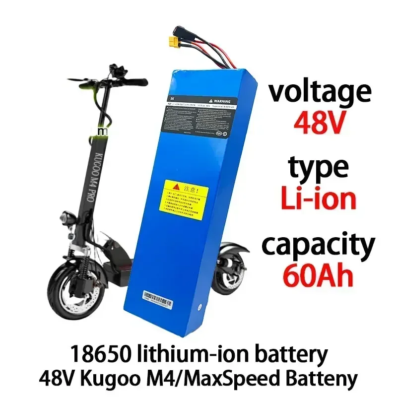 Paquete de batería de litio 18650 13S4P 48V 60000mAh 60Ah para baterías de repuesto de iones de litio Kugoo M4/M4Pro/M5/M5Pro/Max Speed con BMS