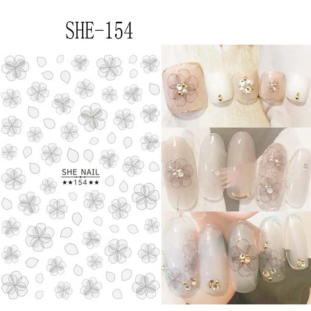 Spring Rose pink Small daisy 3D manicure Flower nail decals DIY Nail decoration Nail art sticker