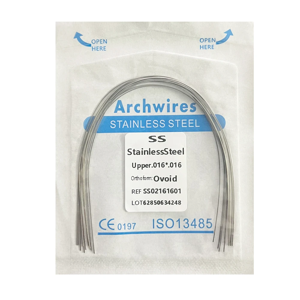 10pcs Dental Orthodontic Wire NITI Stainless Steel Round/Rectangular Wire Ovoid Form Dentist Material Dental Arch Upper Lower