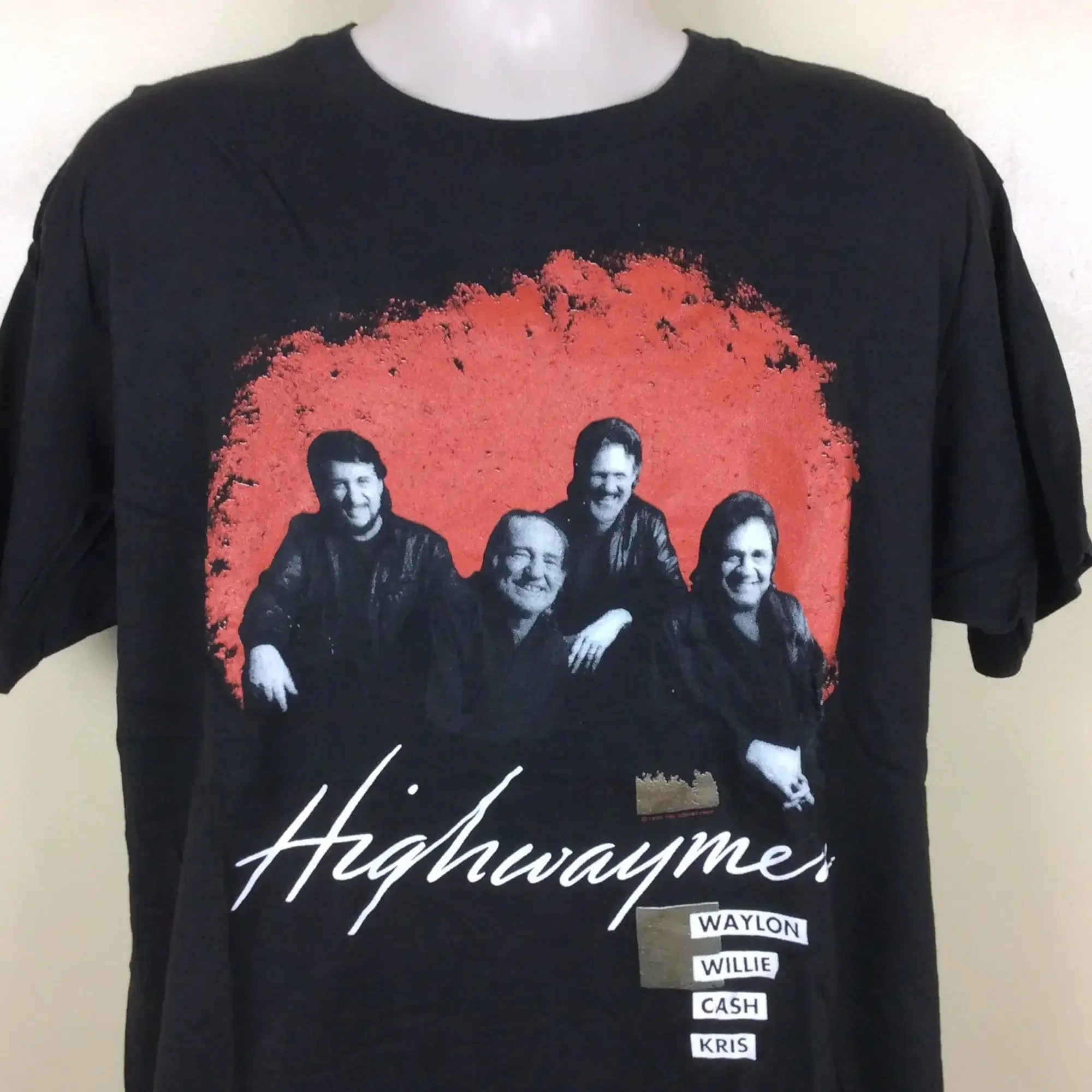 Vtg 1990 Highwaymen Concert TShirt Black XL 90s Willie Nelson Johnny Cash Waylon Jennings Kris Kristofferson Country Music