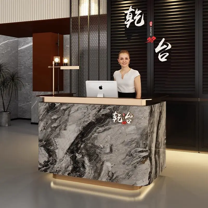Luxury Checkout Reception Desks Modern Design Welcome Store Elegant Reception Desks Display Stands Scrivania Office Furniture