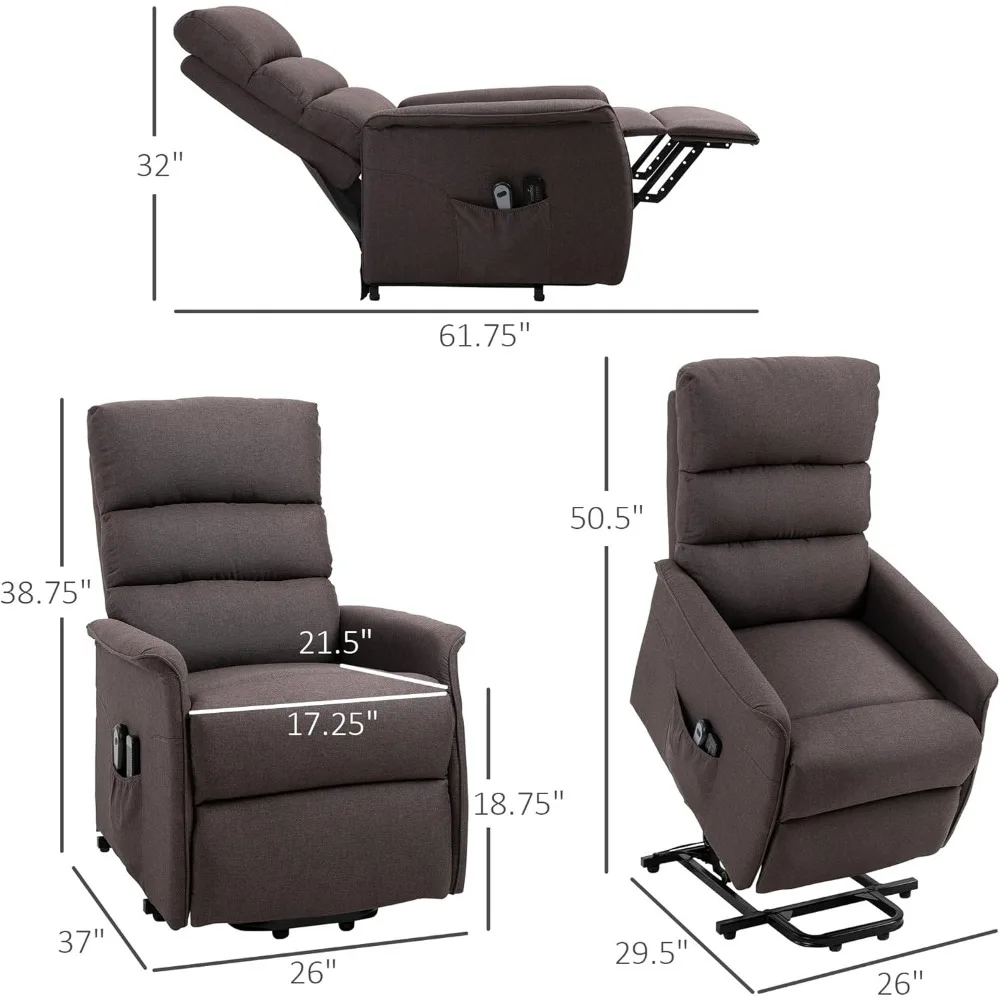 Fauteuil inclinable à élévateur électrique, canapé en tissu, assemblage facile, adultes