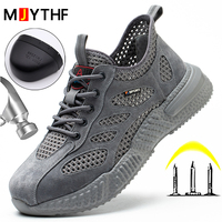 Summer breathable work safety shoes Work Steel toe shoes Anti smashing anti stabbing Indestructible shoes Protection Boots Men