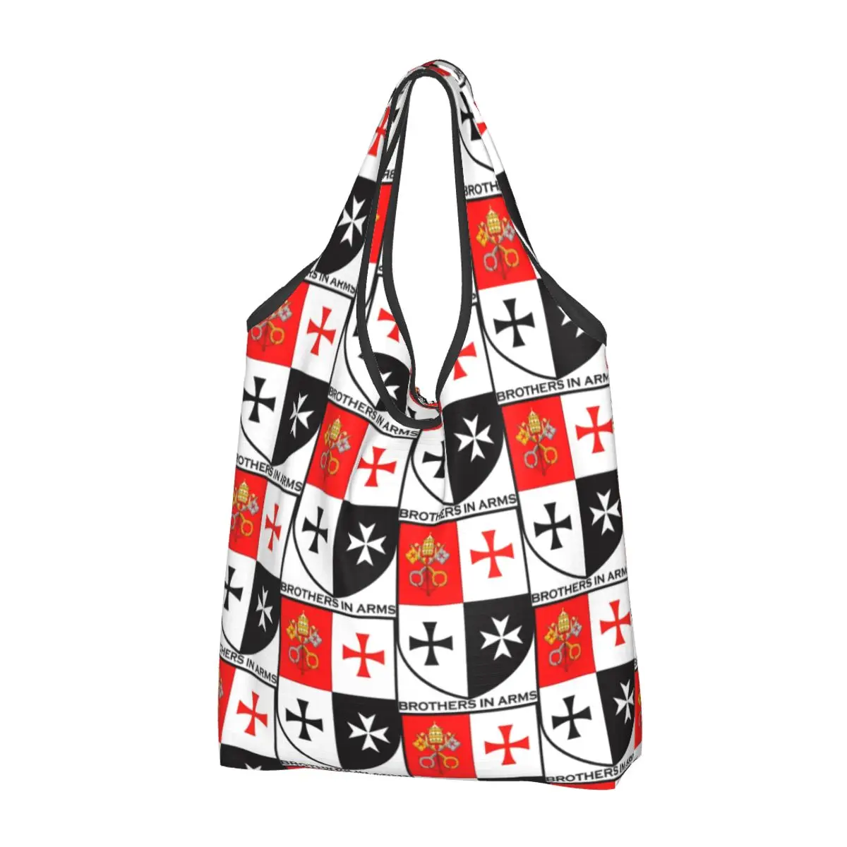 Reusable Knights Templar Shopping Bag Women Tote Bag Portable Deus Vult Cross Groceries Shopper Bags