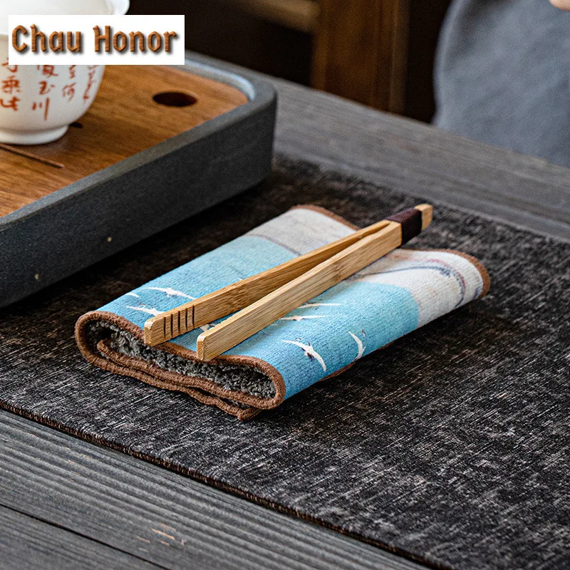 Chinese Style Thickened Suede Tea Towel Tea Maker Tea Napkins Kung Fu Tea Cloth Absorbent Tea Set Teapot Cleaning Tea Table Rag