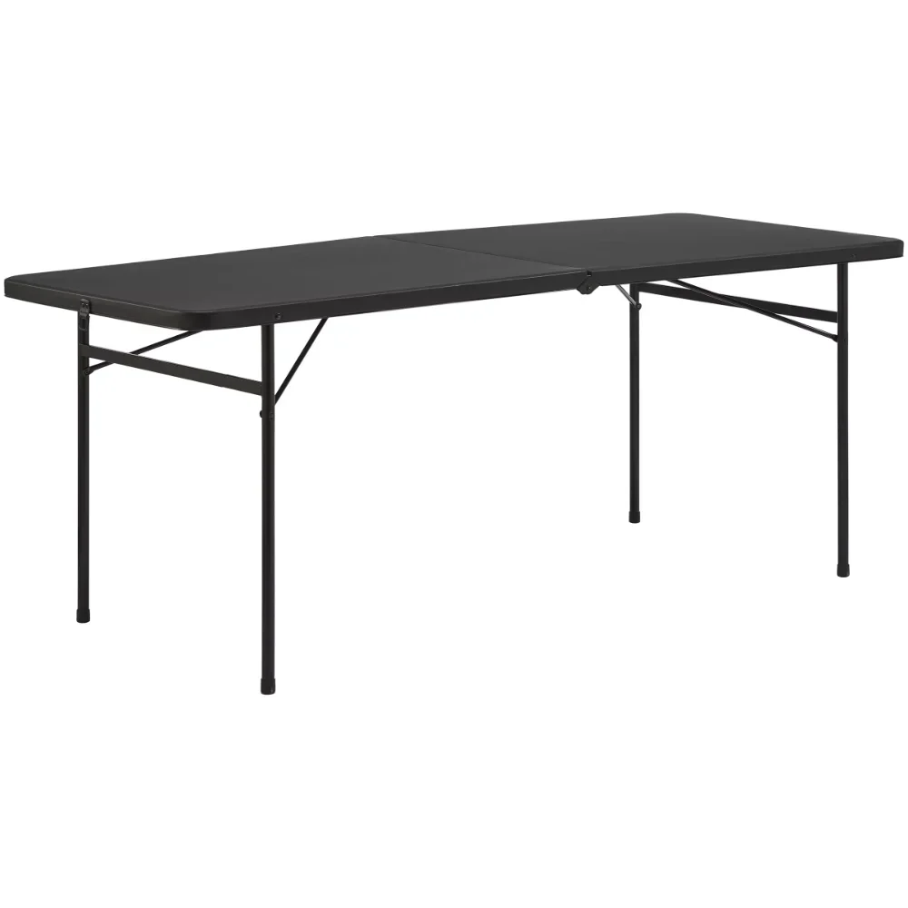 

6 Foot Bi-Fold Plastic Folding Table, Black camping equipment