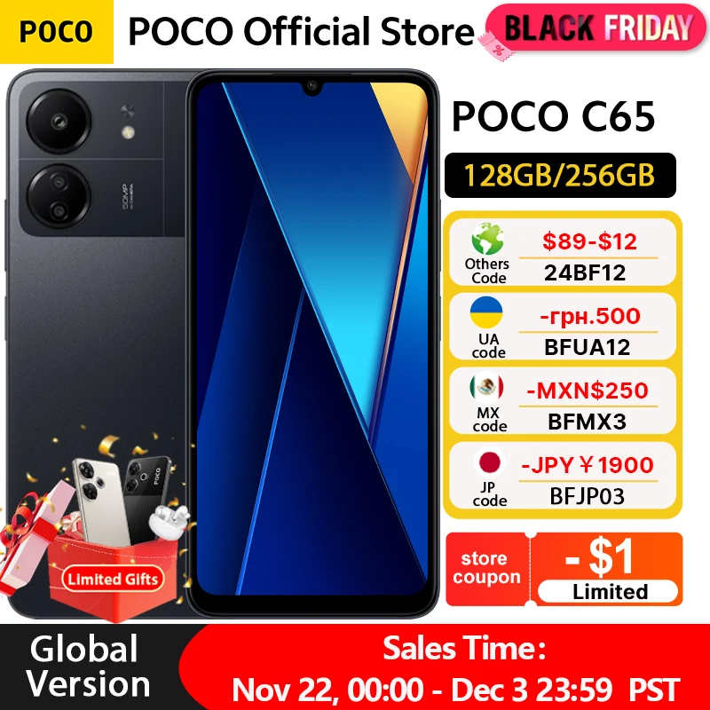 Global Version POCO C65 128GB/256GB NFC MediaTek Helio G85 6.74