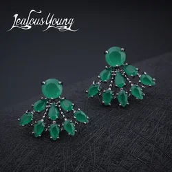 Hot Classical Water Drop Sector Stud Earrings With Green Cubic Zirconia Crystal For Women Party Earings Fashion Jewelry AE286