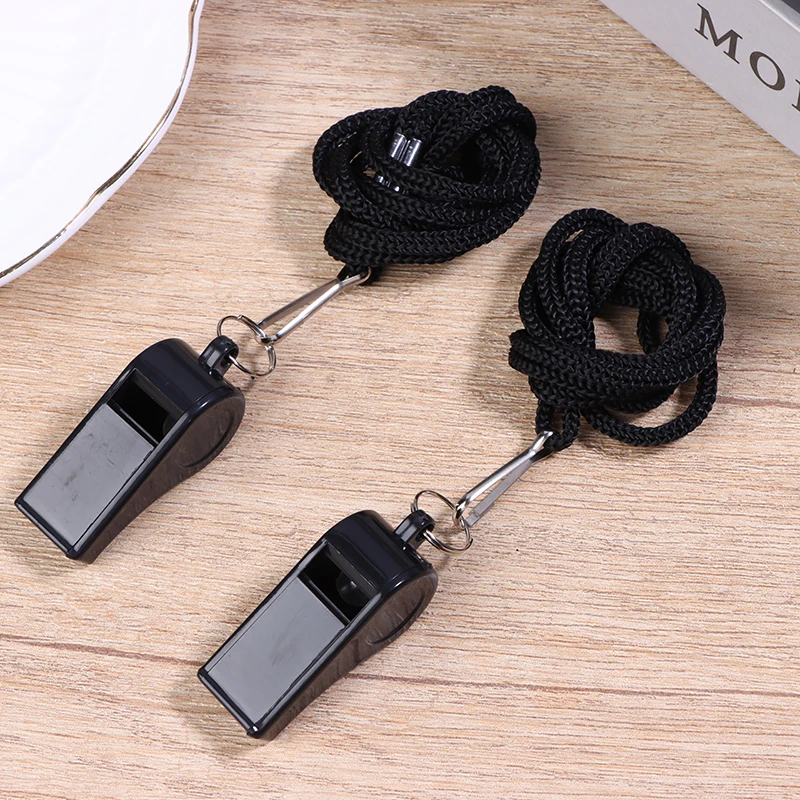 2/5/10Pcs High Quality Black Whistle For Sports Football Basketball Referee Training Outdoor Survival Whistle With Lanyard