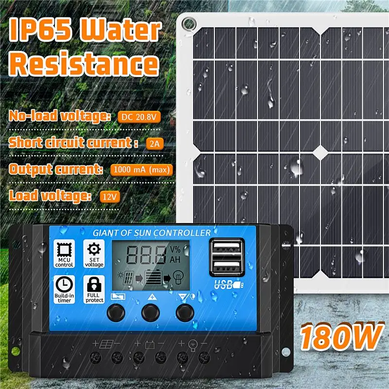 ABXF-180W Solar Panel Kit 12V With Controller For Caravan Boat RV