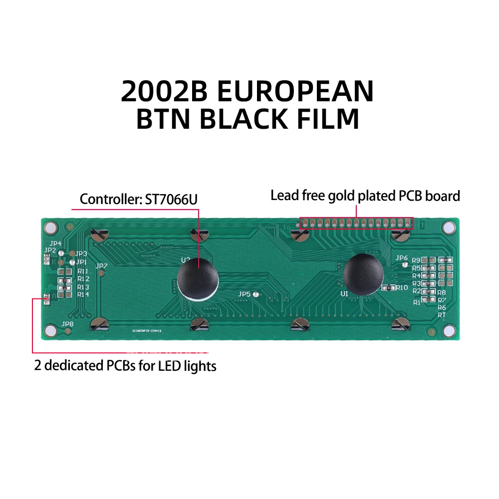 Lcd 2002b europäische zeichen anzeige btn schwarzer film grüner text st7066u controller 2,6 zoll mehrsprachige schrift bibliothek