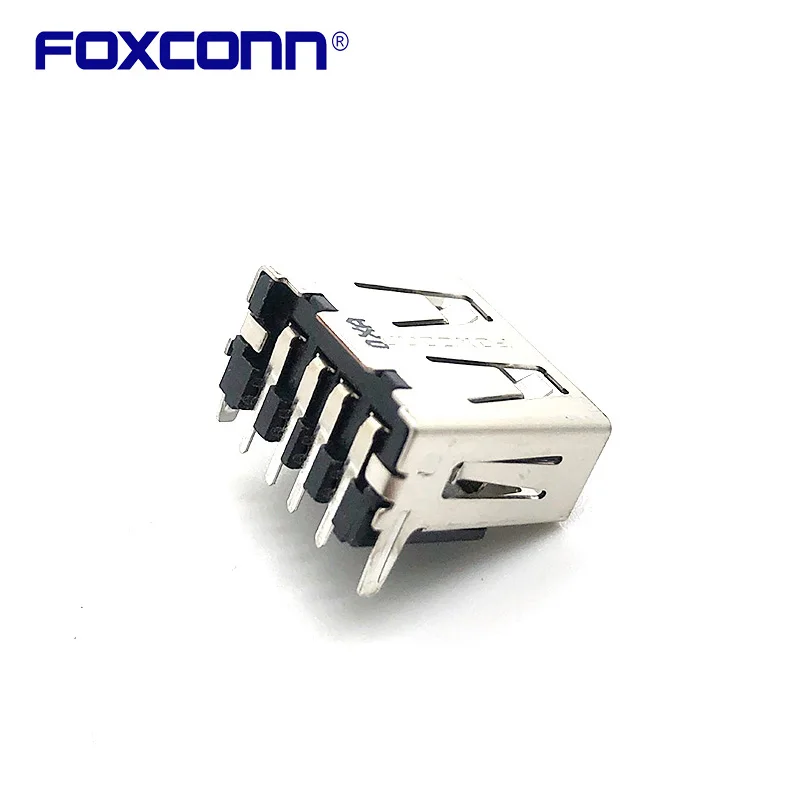 Konektor Bodi Pendek Mulut Datar USB2.0 Port Tunggal Foxconn UB11123-SH1-4F