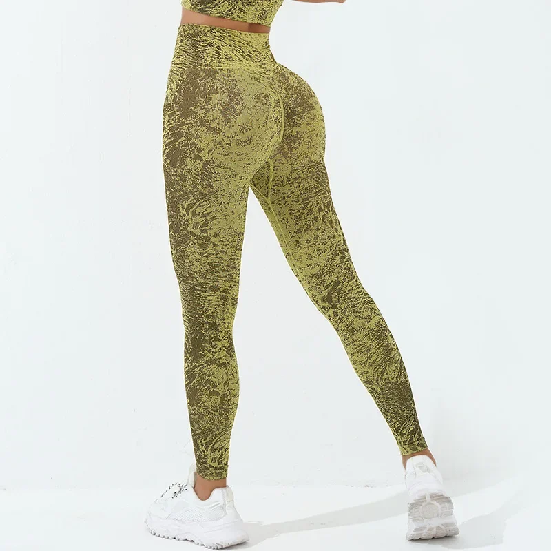 Mulheres cintura alta leggings apertados leopardo padrão pêssego hip calças de fitness outwear esportes push up yoga leggings