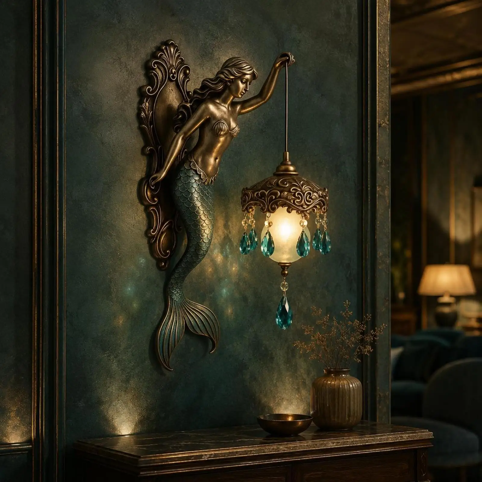 Layered Relief Resin Decorative Wall Lamp Classic Hanging Lantern Sconce Wall Lamp for Wall Decorations Indoor
