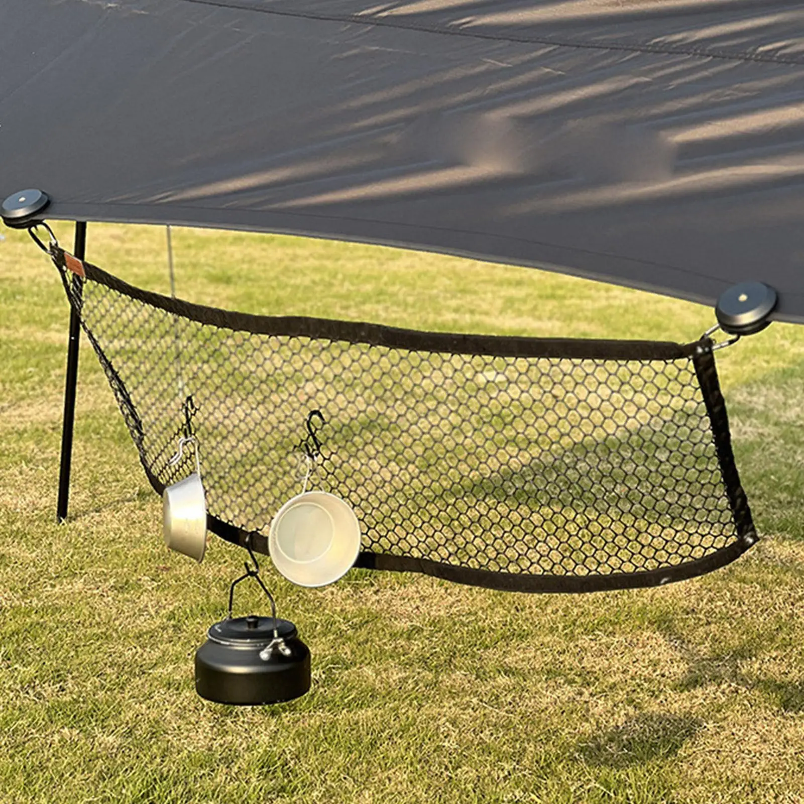 

Hangable Drying Net Camping Foldable Mesh Pouch Hangable Net For Home Picnic BBQ Tableware Dishes Food Fruit Tent