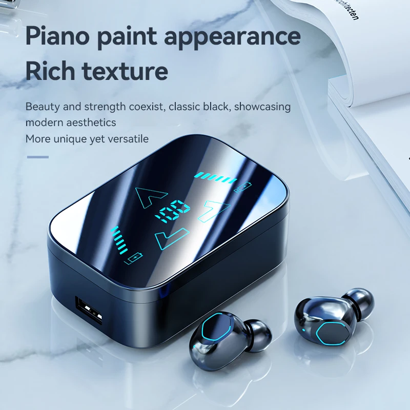 سماعات بلوتوث لاسلكية Domars TWS، سماعات هاي فاي ستيريو لتقليل الضوضاء العميقة، مقاومة للماء مناسبة للهواتف المحمولة