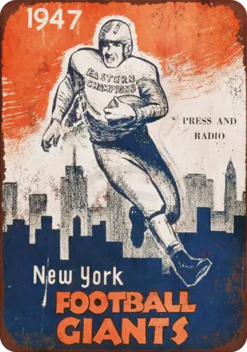 1947 New York Football Giants Program Vintage Reproduction METAL SIGN 8 x 12