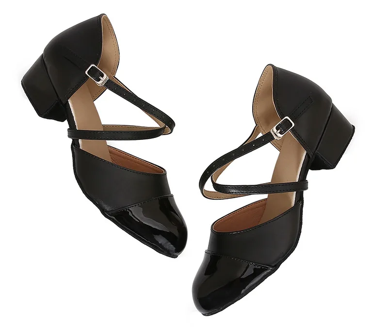 Low Heel Ballroom Dance Shoes Women Salsa Latin Leather Suede Sole Black Latin Indoor Practise Dance Shoes