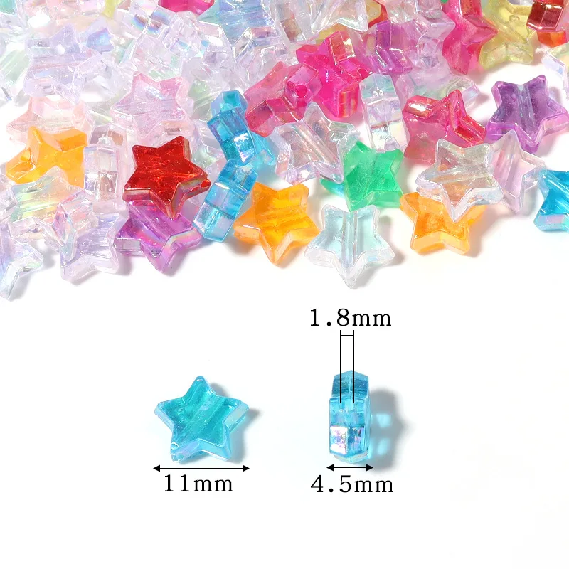 11x11mm 100Pcs Acrylic Beads AB Color Star Shaped Beads For Jewellery Making Supplies Necklace Bracelets Craft DIY Accessories