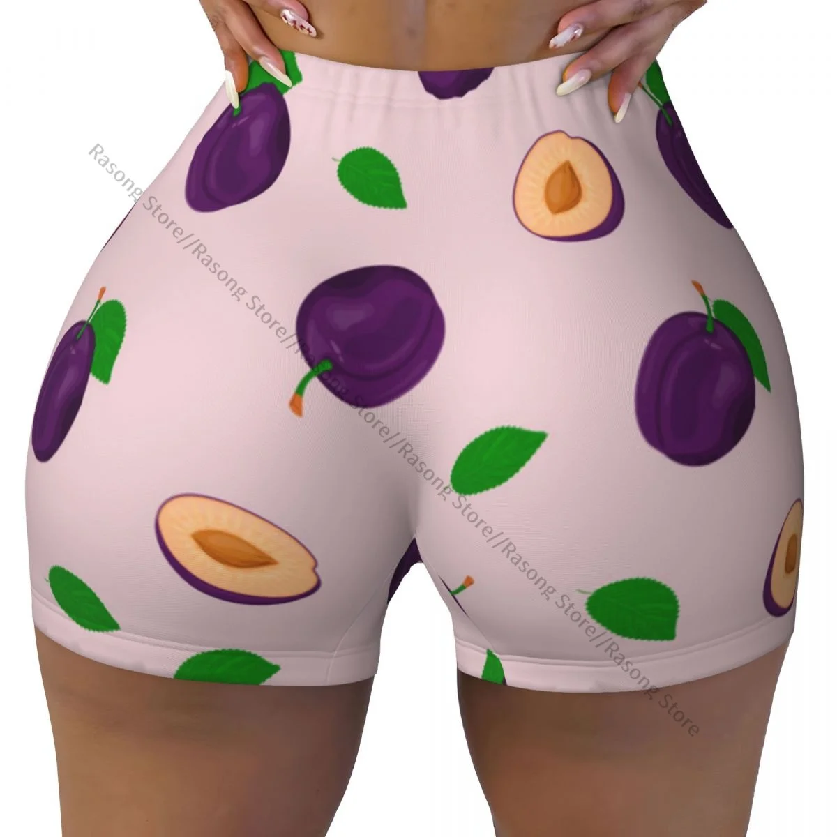 Women's Yoga Shorts Plums Berries Fruit Scrunch Booty Butt Lifting Comfort Fitness Gym