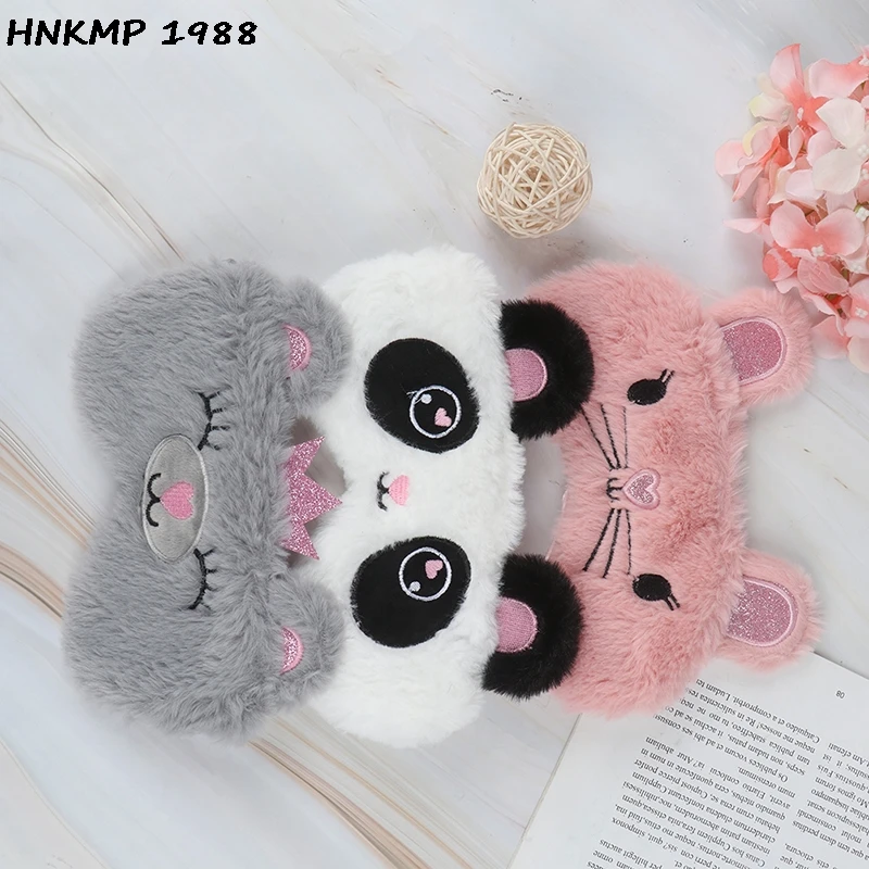 Panda Eye Mask Women Plush Animal Mouse Bear Eye Cover Cute Plush Eye Mask Girl Toy Suitable For Travel Home Party Eyeshade