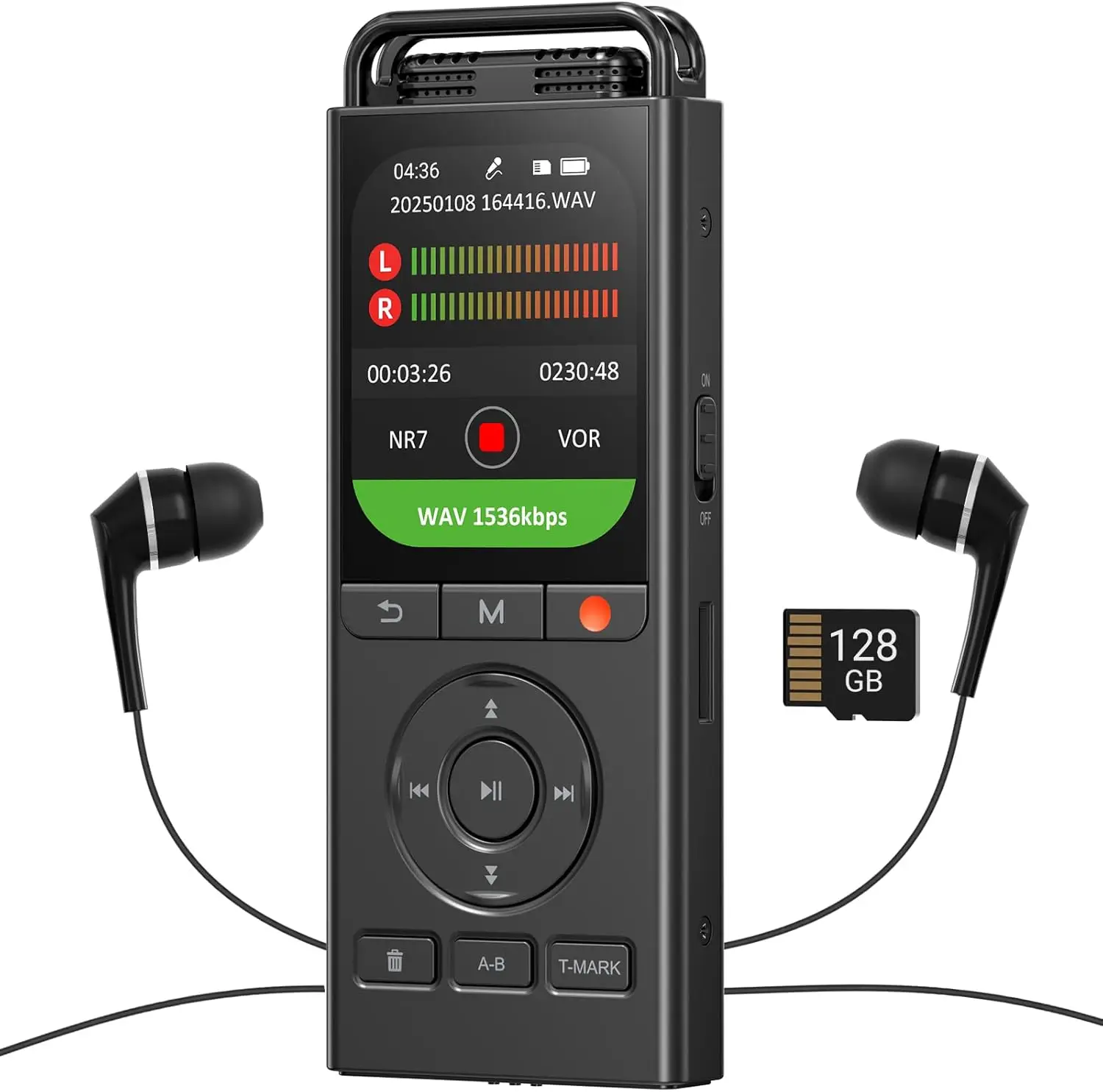 Registratore Vocale Digitale da 144GB (16GB+128GB) con Funzione di Riproduzione: Registratore ad Attivazione Vocale per Presentazioni, Conferenze e Interviste