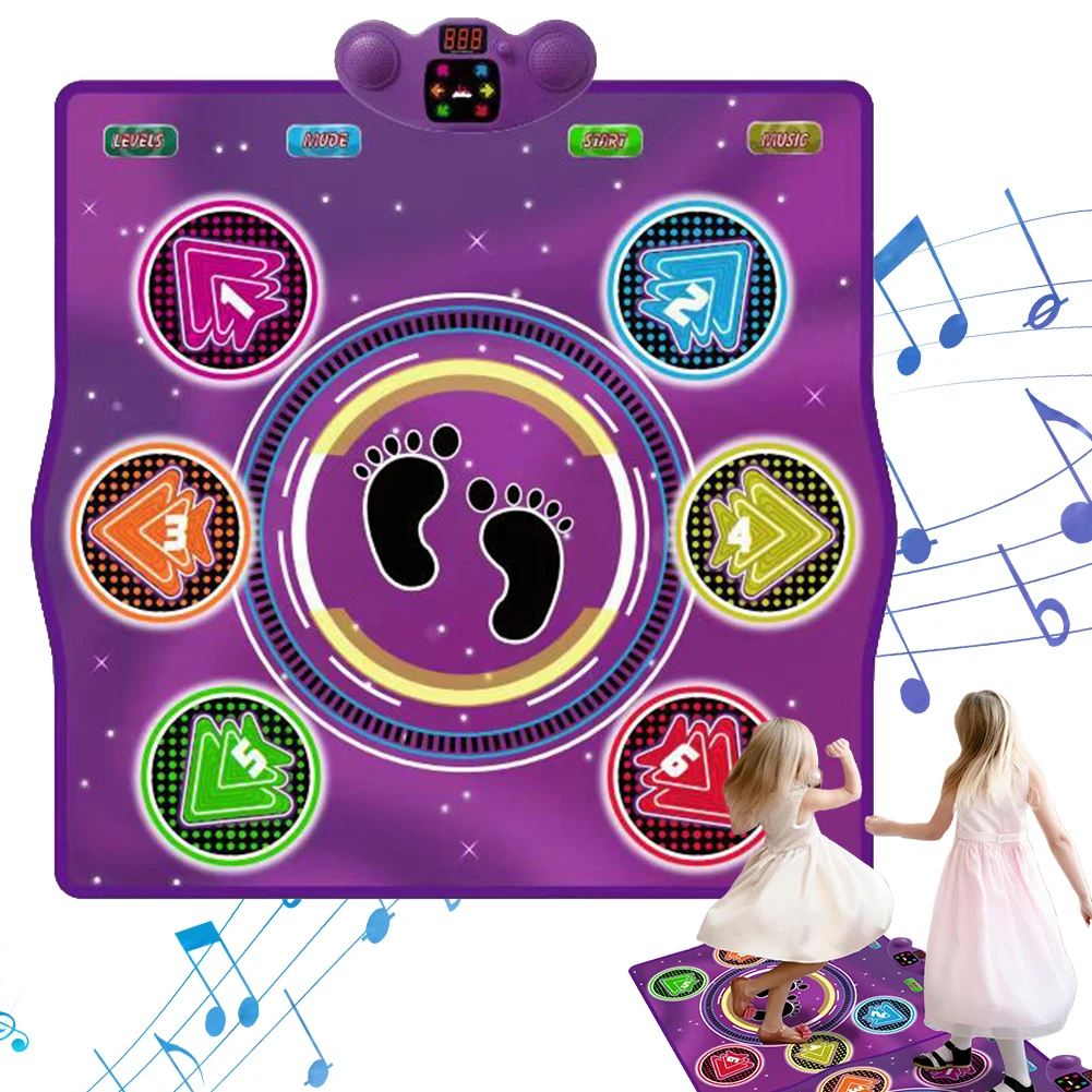 

Electronic Dance Pad with LED Lights Family Music Game Mat Wireless BT Dancing Pad for Exercise & Games