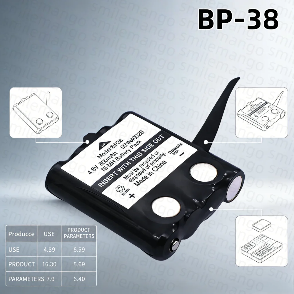 800Mah Ni-Mh Battery BP-38 For Motorola Tlkr T80 T80ex Xtr446 Xtb446 Xt180 Xtk446 Tlkr T61 T81 T5 T6 T7 T8 Radio
