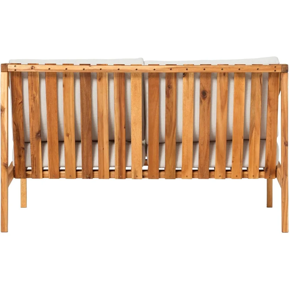 Divisor exterior acolchoado moderno de madeira maciça com braço curvo, 50 polegadas, natural