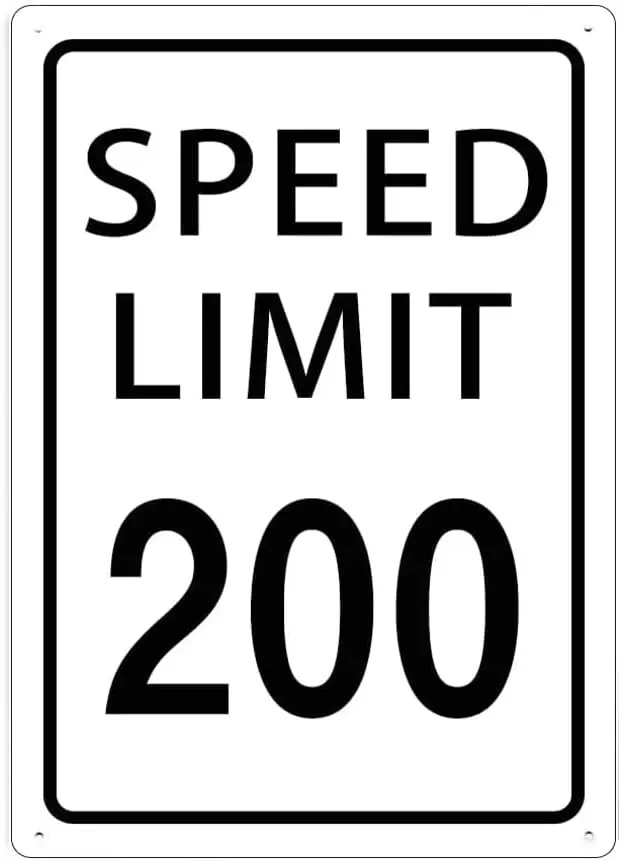 Warning Speed Limit 200 Mph Sign Metal Tin Signs, Road Traffic Transportation Poster for Home Office Bedroom Bars Pub Man C sign