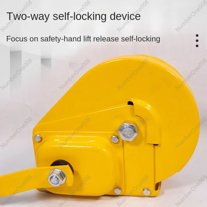 Hand Winch Two-Way Self-Locking Manual Winch 1200 Pounds Small Hoister Traction Household Winch Crane