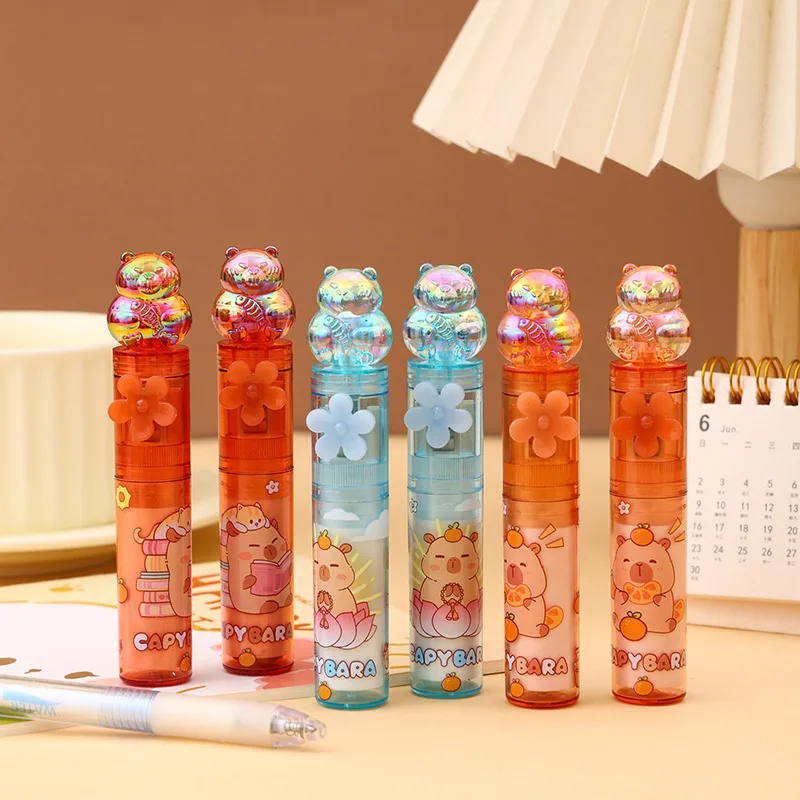 30 Pcs Crystal Capybara Luminous Eraser Cute Shape Rotating Out The Core Erasers Stationery