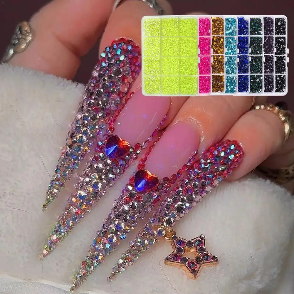

1 Box Colorful Crystal Non Hotfix Rhinestone Стразы Glass Stone Flatback Nail Art Rhinestones For DIY Decoration