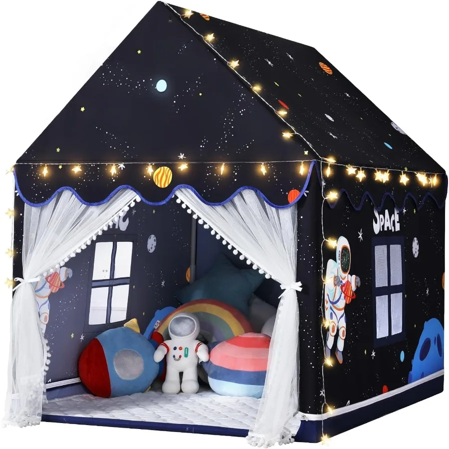 

Wilwolfer Space Tent Indoor with Mat Star Lights - Play Tent Space Toys for Toddlers - Bedroom Decorations Astronaut Rocket Shi