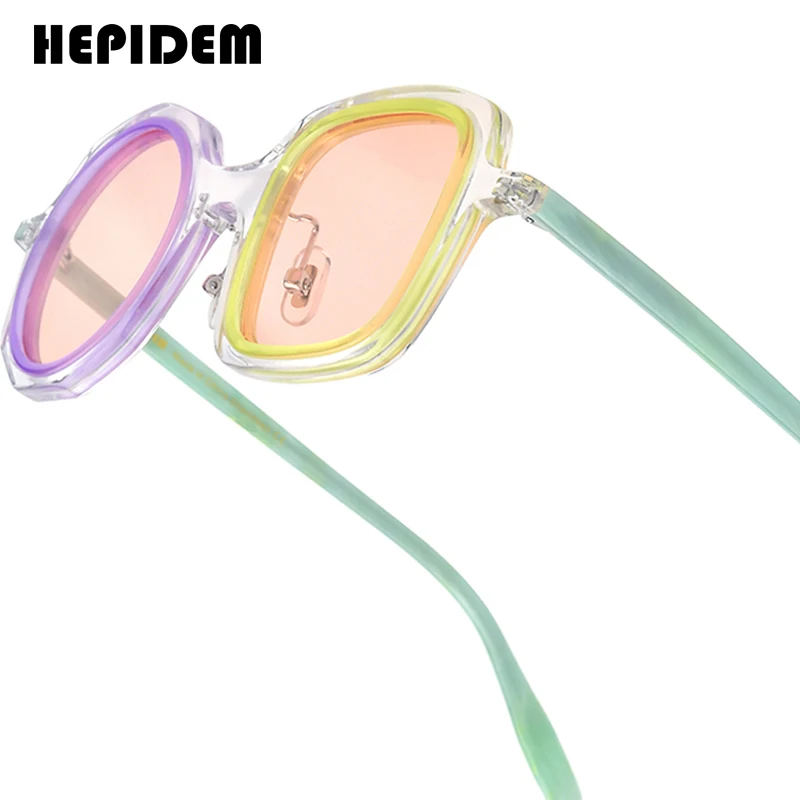 HEPIDEM Acetate Polarized Sunglasses Men Trendy Luxury Brand Designer High-end Japanese Vintage Round Sun Glasses Women y2k 9356