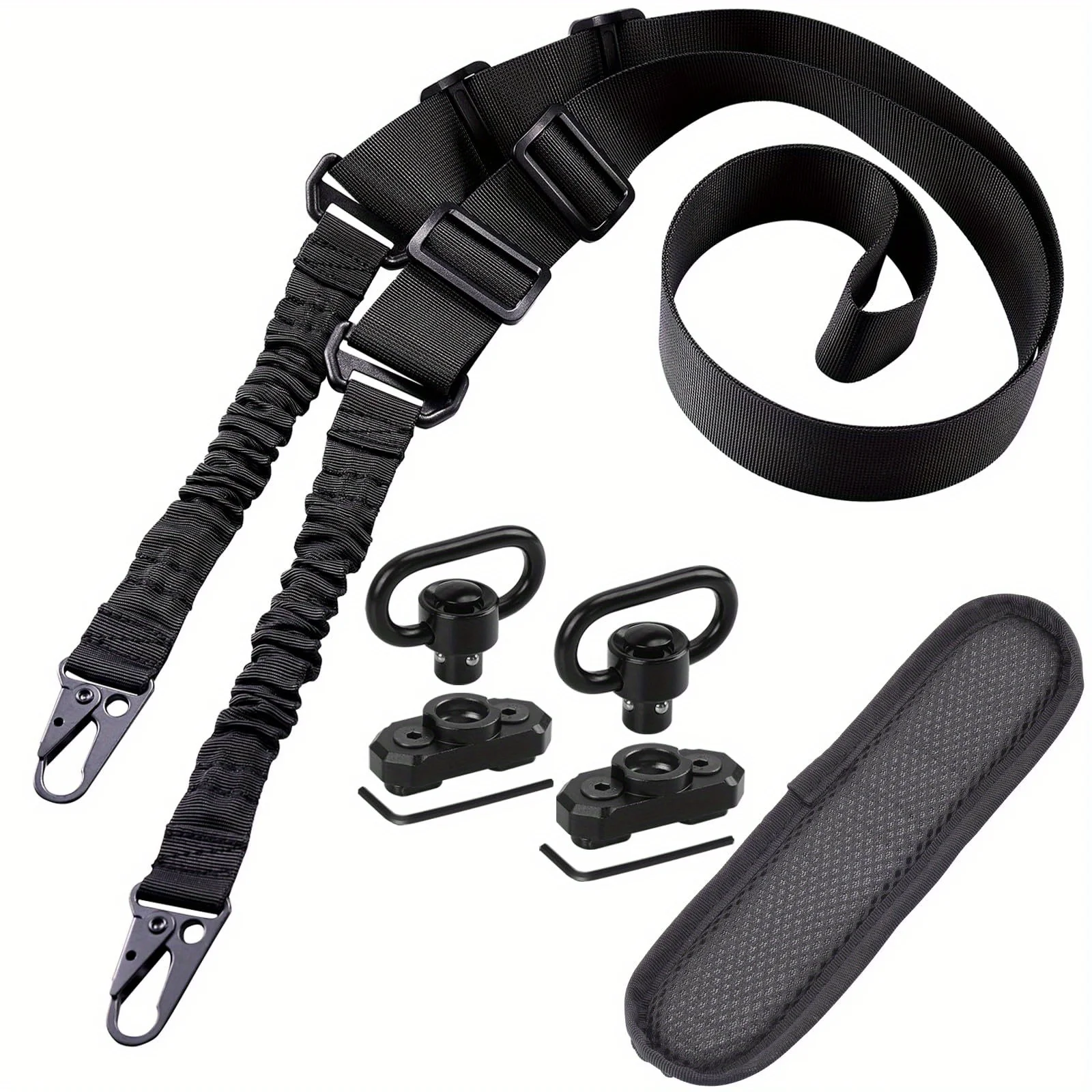 Traditional QD Sling Kit 2 Point Sling + 2 Pack 360° Rotation Black 1.25