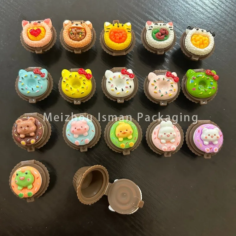50개 플라스틱 컵 케이크 모양 빈 용기 귀여운 화장품 립밤 병 포장 귀여운 어린이 립스틱 케이스 립 스크럽 용기 3g