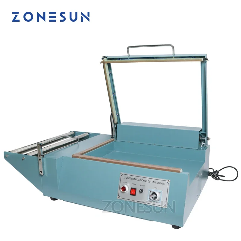 ZONESUN L tas pembungkus plastik Manual, penyegel panas Film kontrak dengan pemotong Shrink Film Sealing Machine alat Sealling