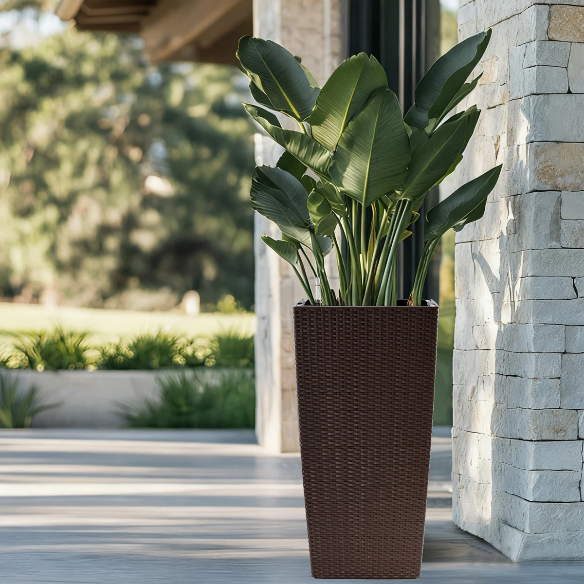 30 in Tall Large Flower Pots Planter with Self-Watering Drainage Holes&Inner Trays Indoor Outdoor Plant Pot with Drain Holes, Water Level Monitor, Inner Bucket for Garden, Patio, Porch, Backyard,Brown   WL RR