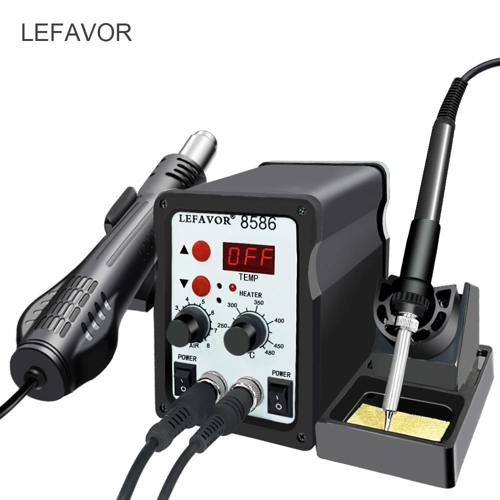 8586 Soldering Station 2 In 1 Digital ESD Hot Air Blower Heat Gun Welding Solder Iron SMD Desoldering Rework Station Tool