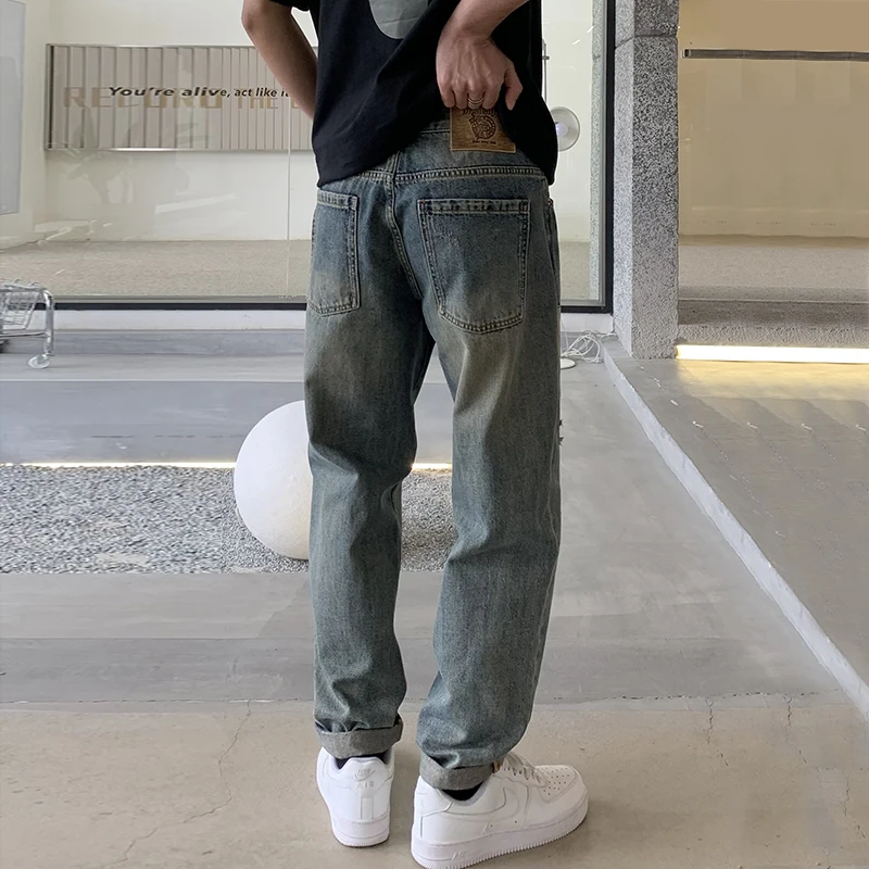 Jean déchiré de style hip-hop pour hommes, pantalon ample, personnalité, rue haute, rétro, marque de mode, nouveau, 2024