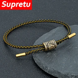 Luxury Multicolor Adjustable Bracelet Stainless Steel Wire Waterproof Rope Men Women Charm Viking Bangle Handmade Couple Jewelry