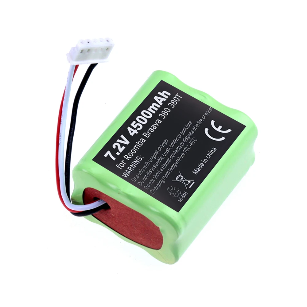 Upgrade 7.2V 4800mah NI-MH Battery for iRobot Braava 380T 380 390T and Mint 5200 5200B 5200C 7.2V Rechargeable battery 4500mah